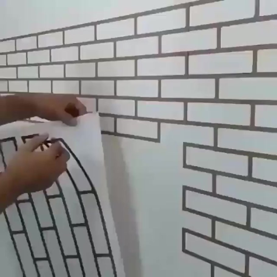 Имитация кирпичной кладки на стене