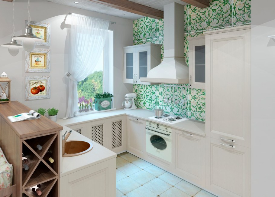 П образные кухни в стиле Прованс