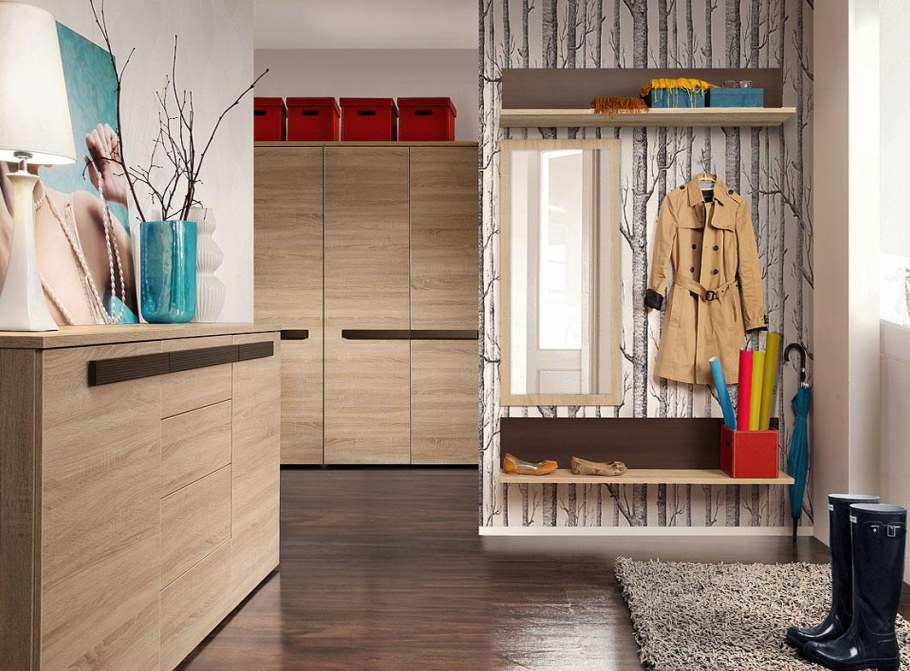 Прихожая цвета дуб сонома в интерьере