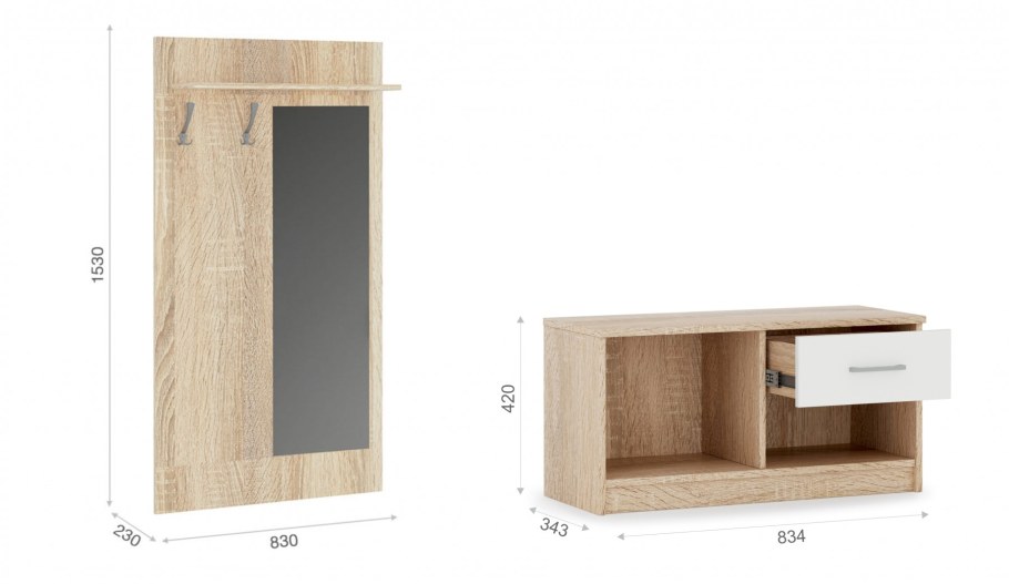 Прихожая стелс дуб сонома/белый