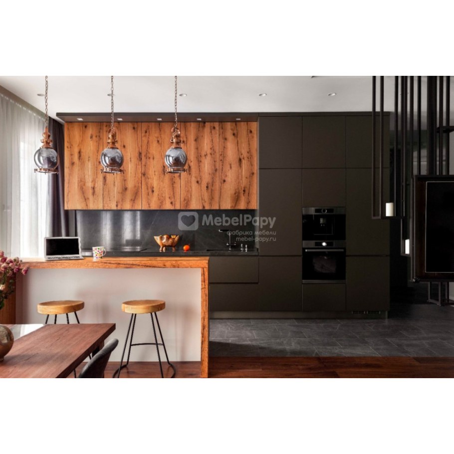 Дерево в интерьере кухни