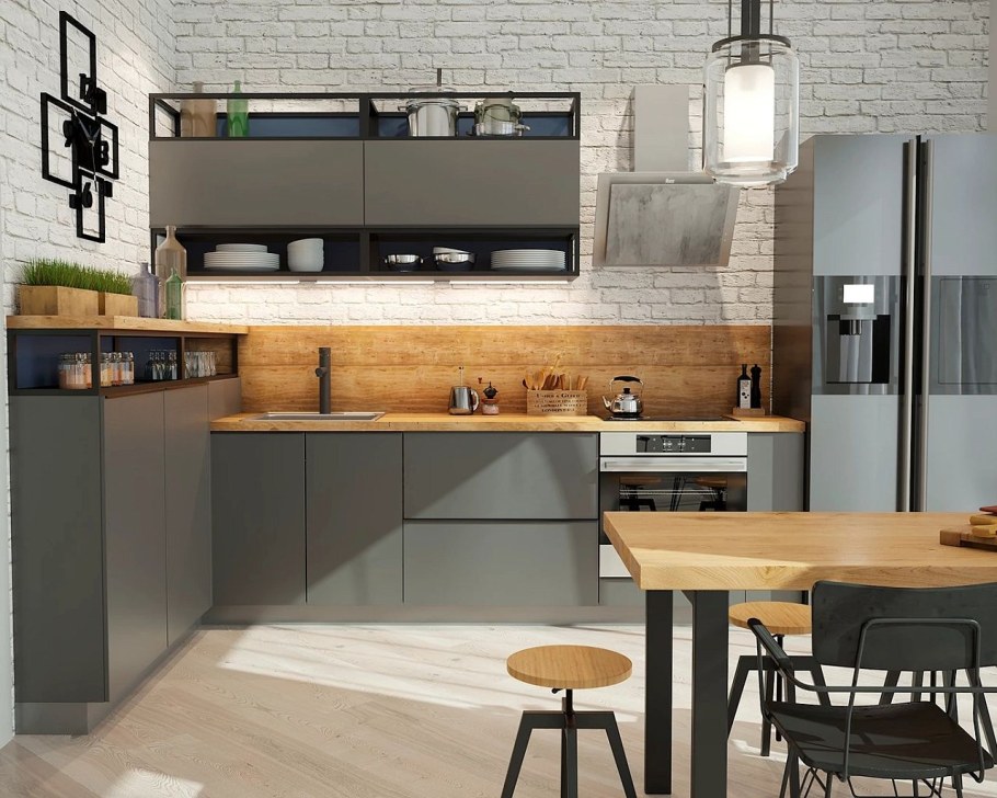 Кухня лофт угловая хофф