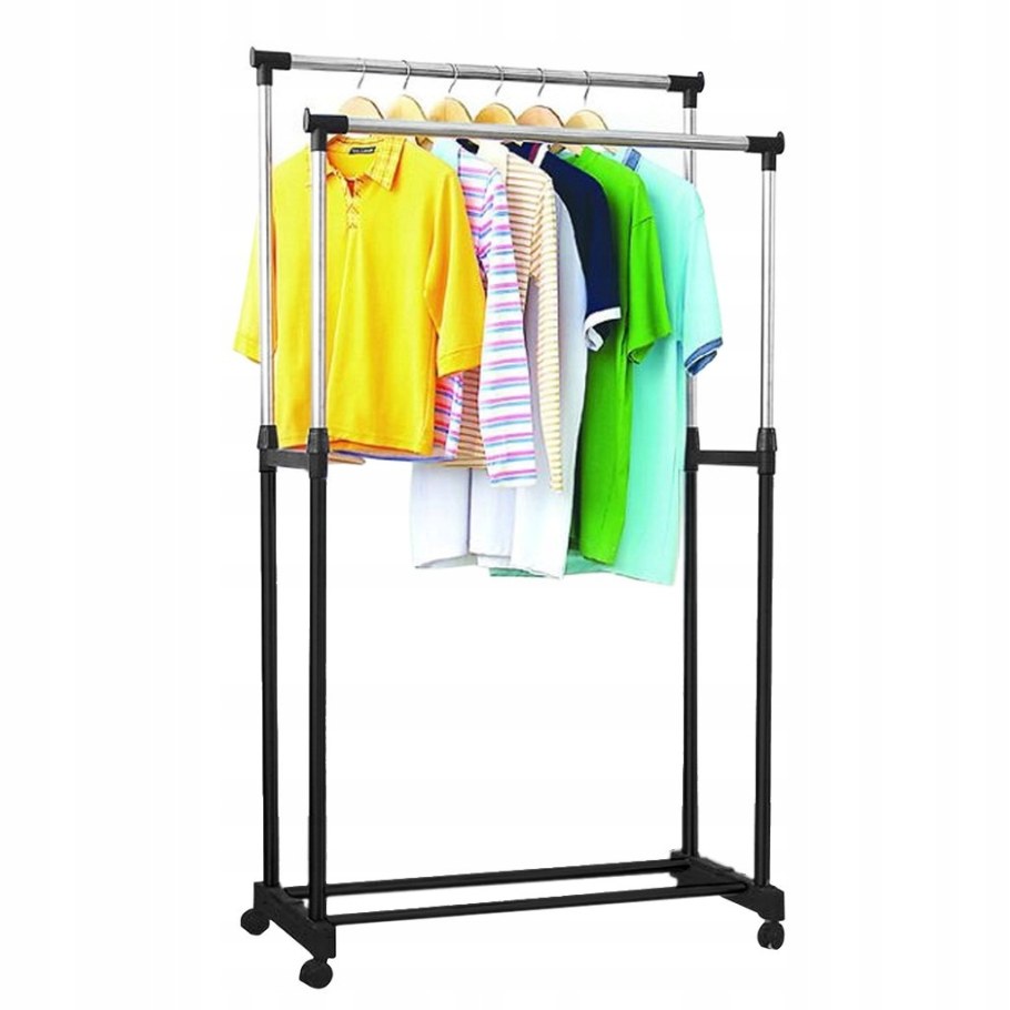Двойная напольная передвижная стойка для одежды Double-Pole Telescopic clothes Rack