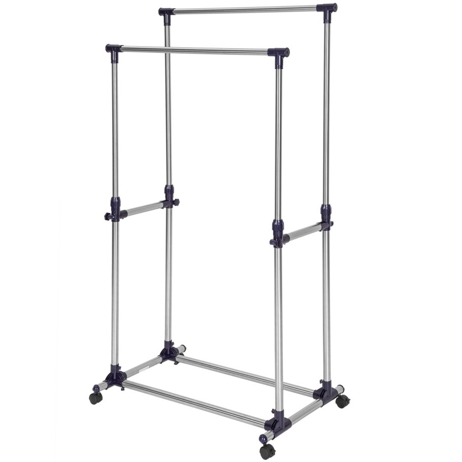 Вешалка напольная для одежды на колесиках из профильной трубы