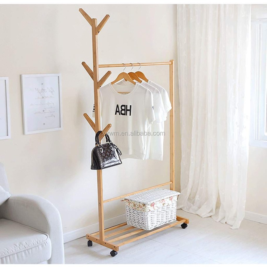 Бамбуковая напольная вешалка