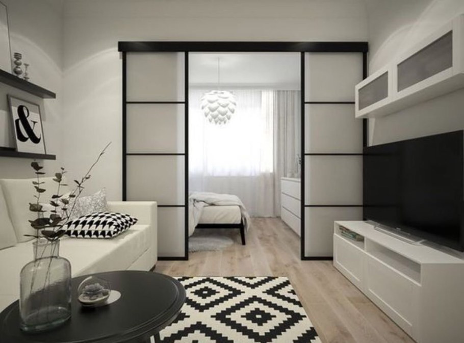 Зонирование гостиной и спальни