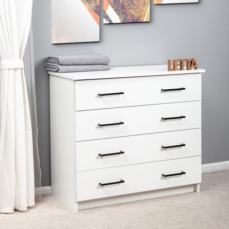 Комод Letta белое тиснение с ящиками