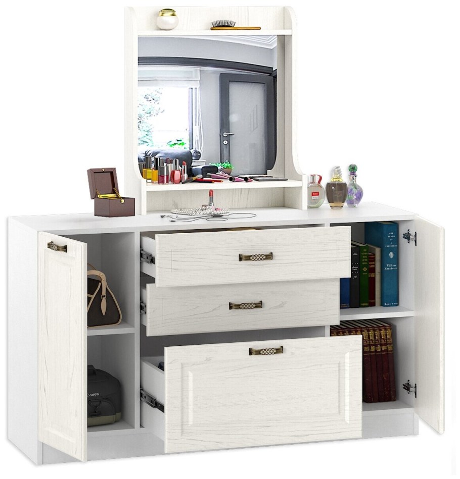 Комод Ливерпуль белый/ясень ваниль