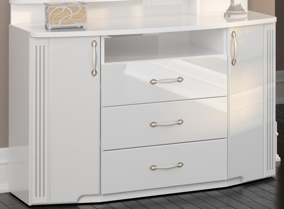 Комод комбинированный Виктория 12 белый глянец