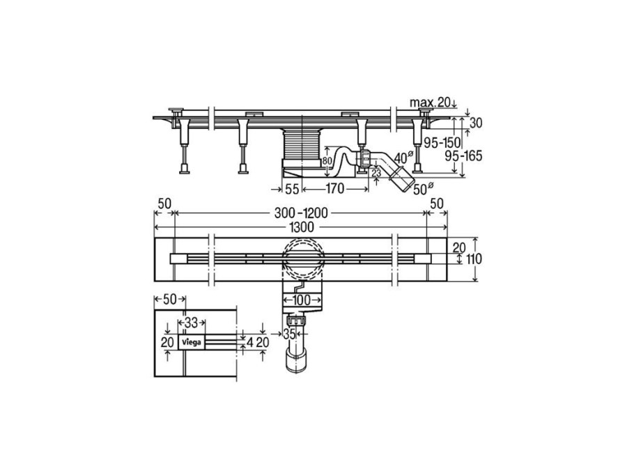 Щелевой трап Viega Advantix Vario 1200мм