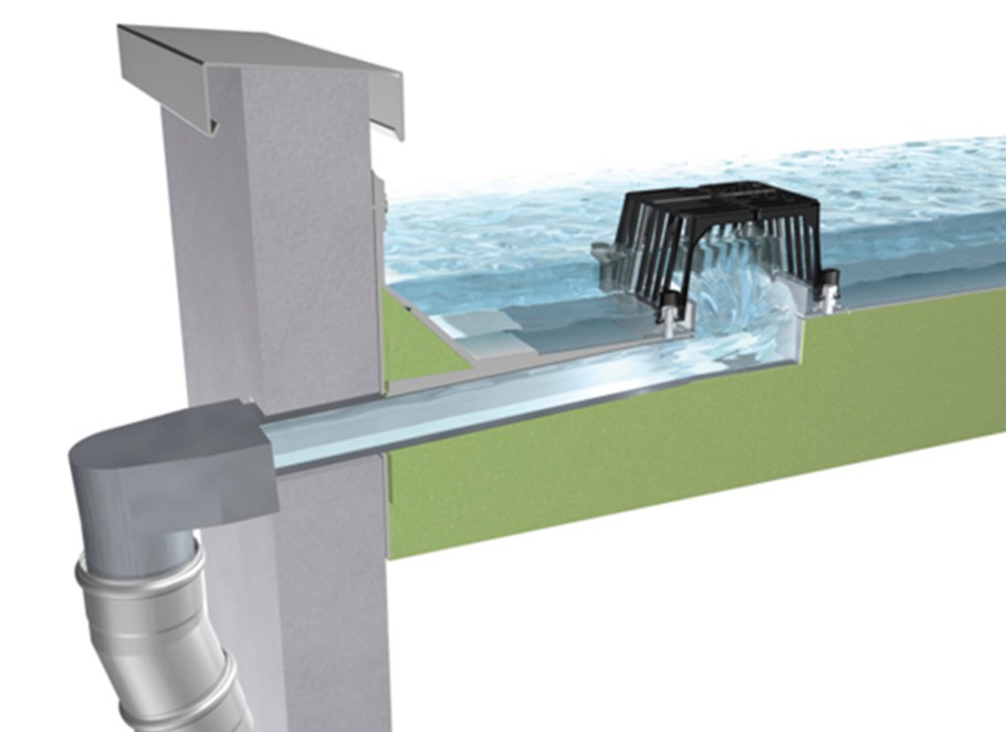 Парапетная воронка hl 68 p.0 с фланцем и отводной трубой