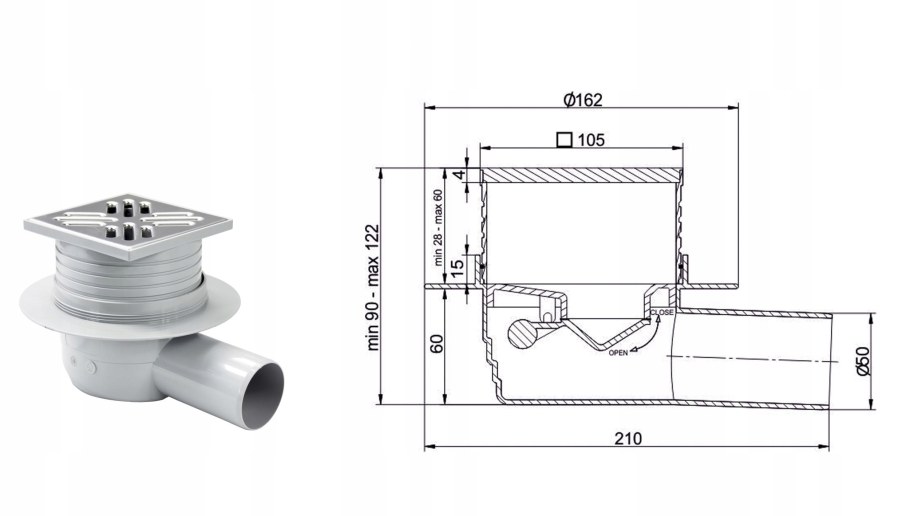 Трап канализационный inox w200