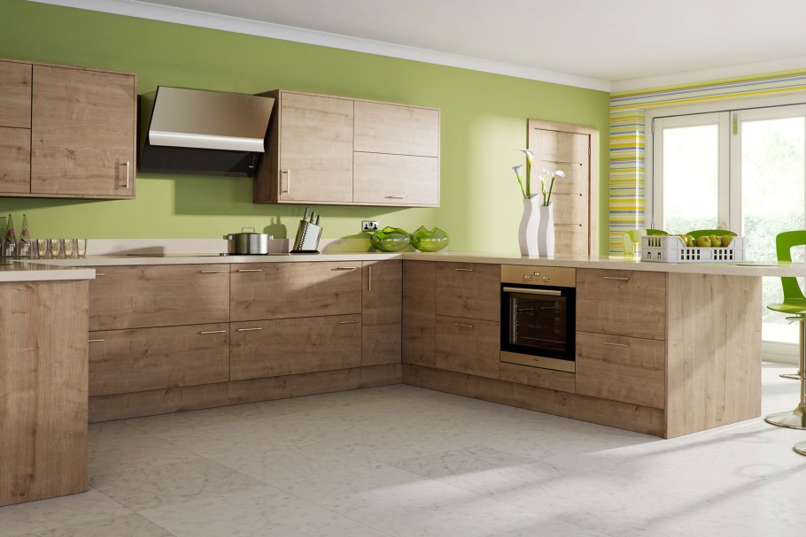 Современная кухня из беленого дерева