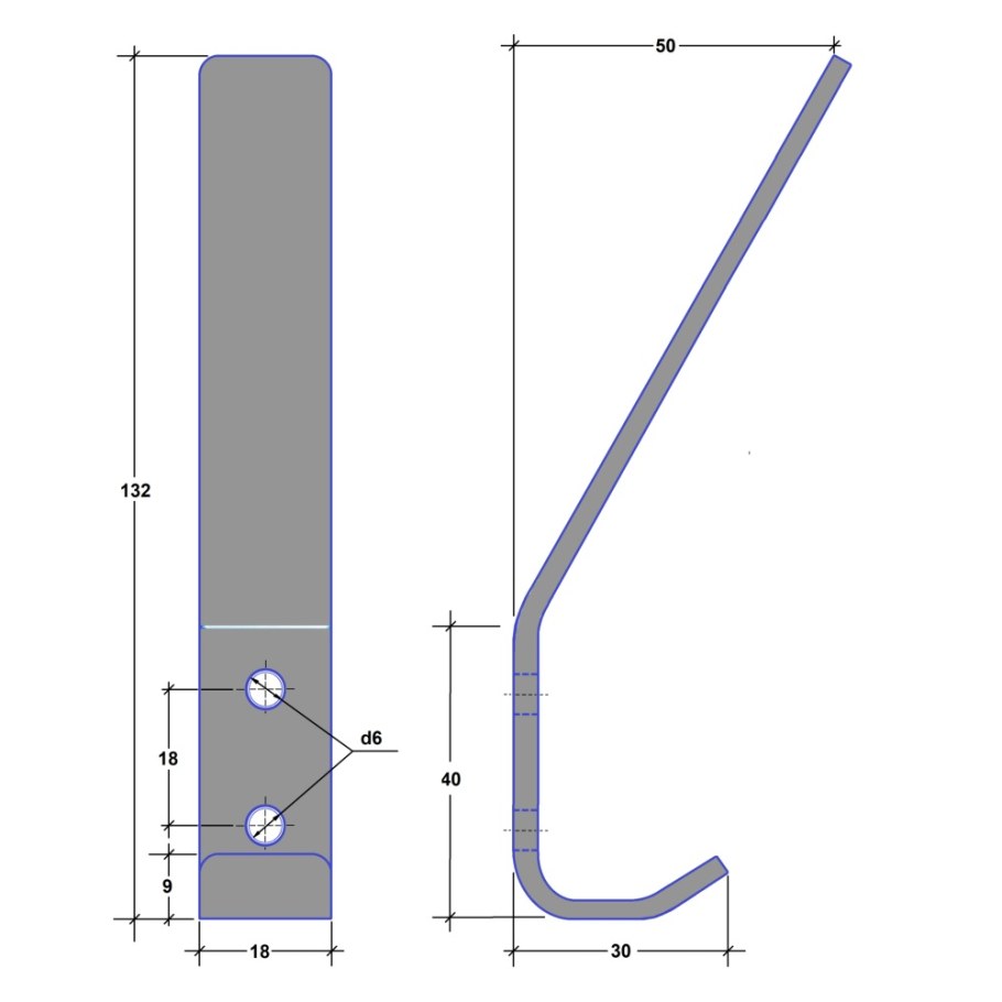 Крючок для одежды, сталь 49008