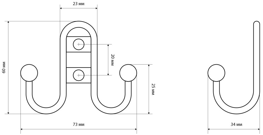 Крючок мебельный h2205cp хром