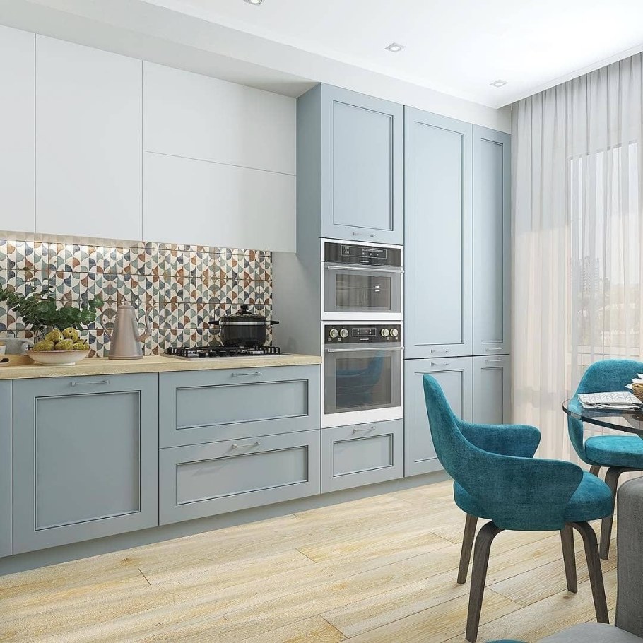 Голубая кухня Неоклассика