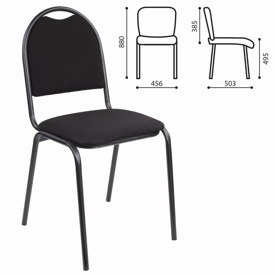 Стул для посетителей рс00м, черный каркас, кожзам черный