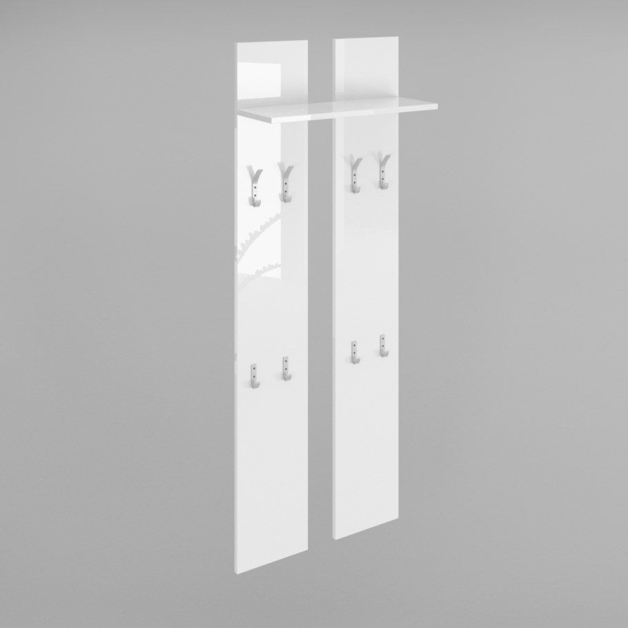 Панель с крючками в прихожую белая