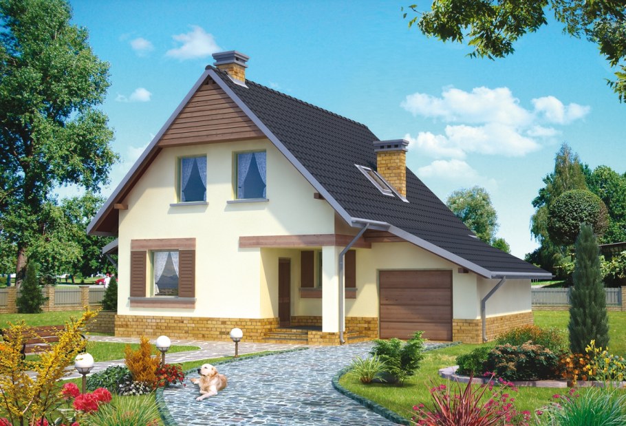 Дом с мансардой и террасой и гаражом 120м2