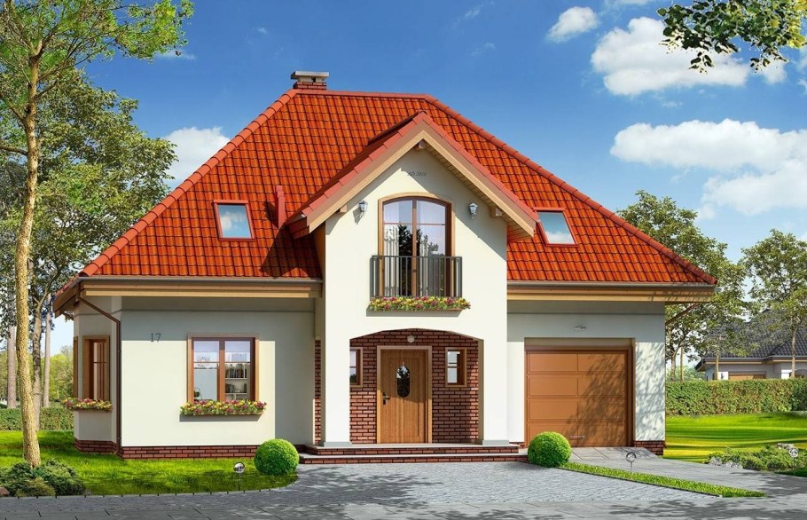 Дом с мансардой и террасой и гаражом 120м2