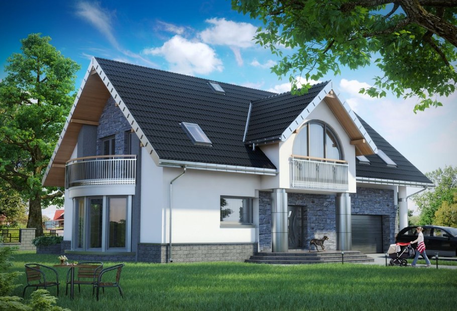 Мансардный дом с балконом