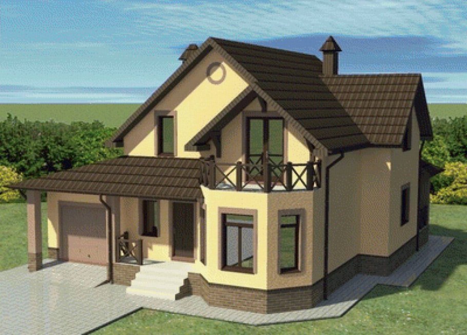 Дом с мансардой и террасой 120кв