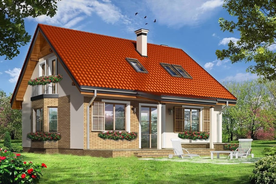 Одноэтажный дом с мансардой 150кв