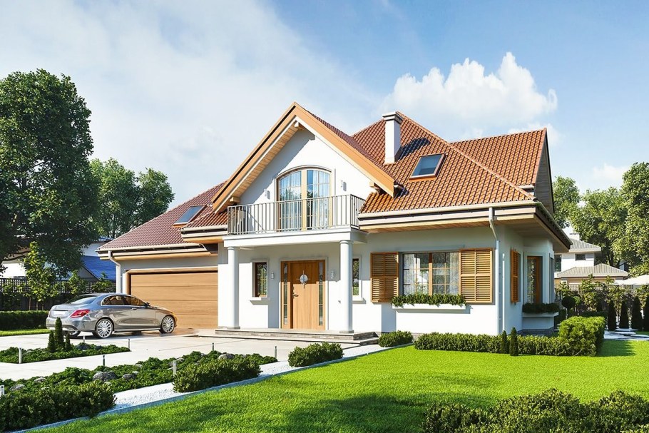 Одноэтажный дом с мансардой 200м2