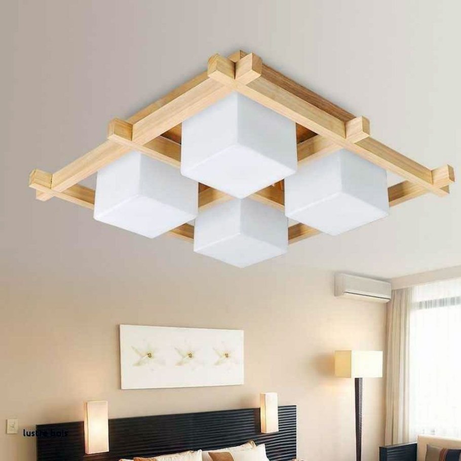 Деревянная люстра в спальню