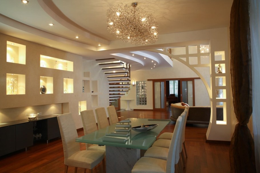 Гипсокартон в интерьере гостиной