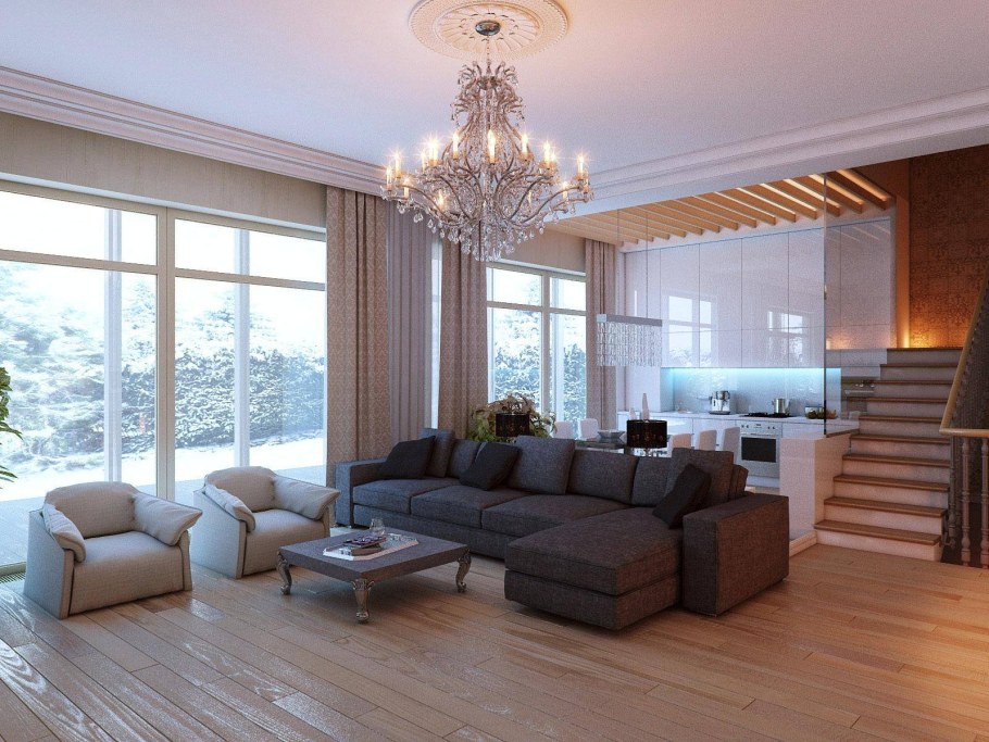 Просторная гостиная в квартире