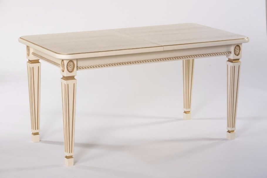 Стол обеденный Рифей 01 раздвижной слоновая кость/патина