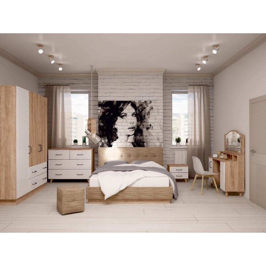 Кровать "Ханна м1" дуб Баррик светлый/лама 09