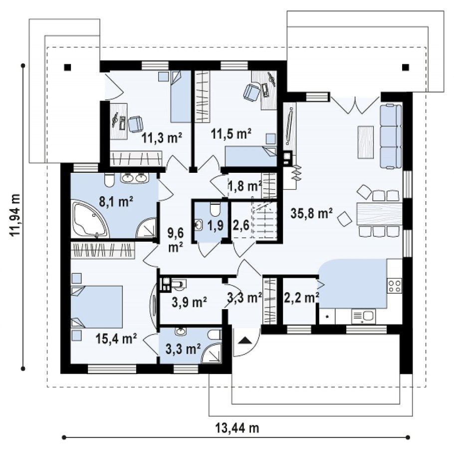 Дизайн проект одноэтажного дома 100 кв м (73 фото) - красивые картинки и HD  фото