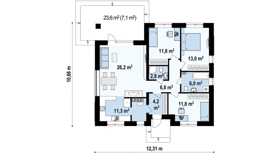 План одноэтажного дома аула Козет
