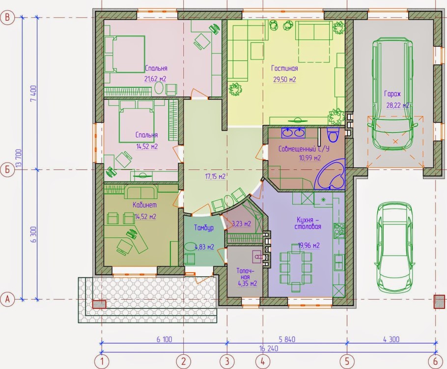 Проекты одноэтажных домов 13 на 14