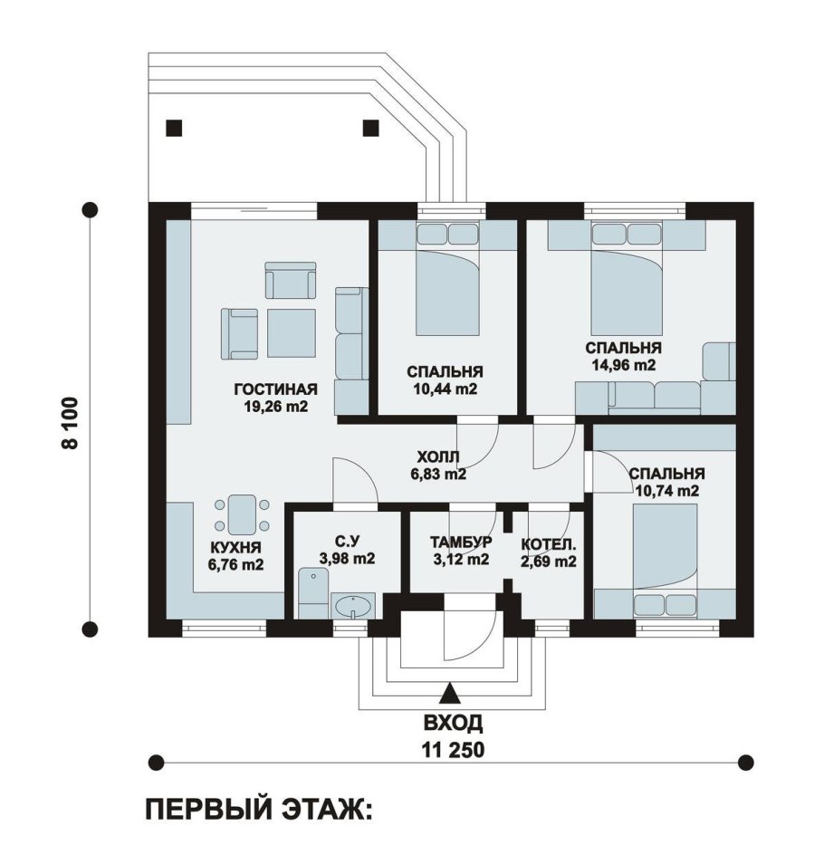 Дизайн проект одноэтажного дома 100 кв м (73 фото) - красивые картинки и HD  фото