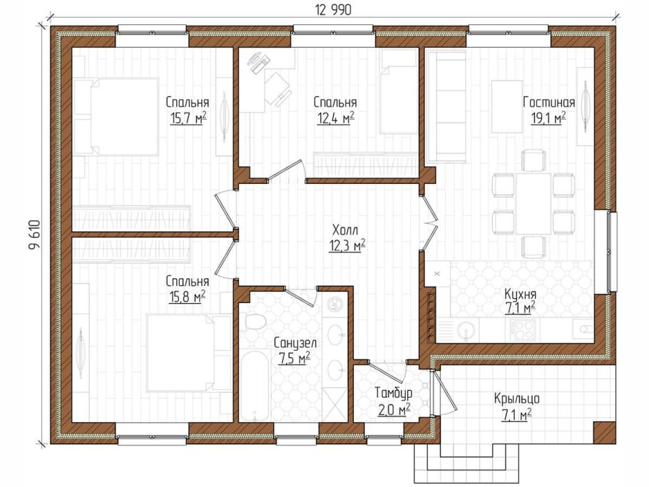 План дома 10 на 14 одноэтажный