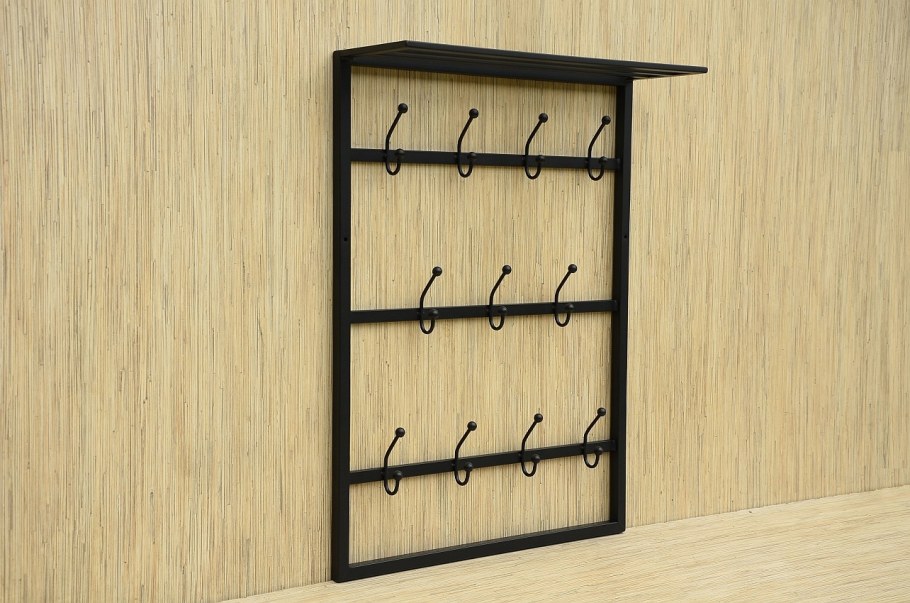 Вешалка настенная с полкой, металл 250х600