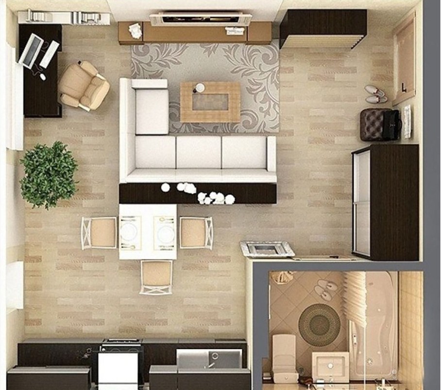 Студия планировка квартиры 20м2