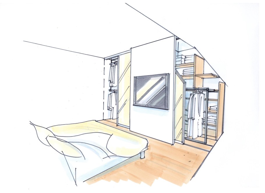 План спальни с гардеробной