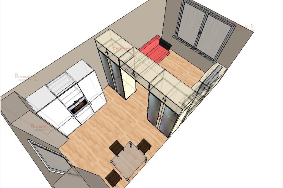 Планировка комнаты 2.5 на 4