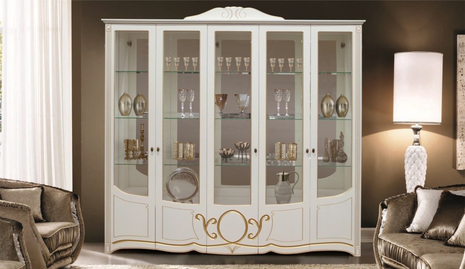 Буфет Барбара 4-х дверный классика белый/золото