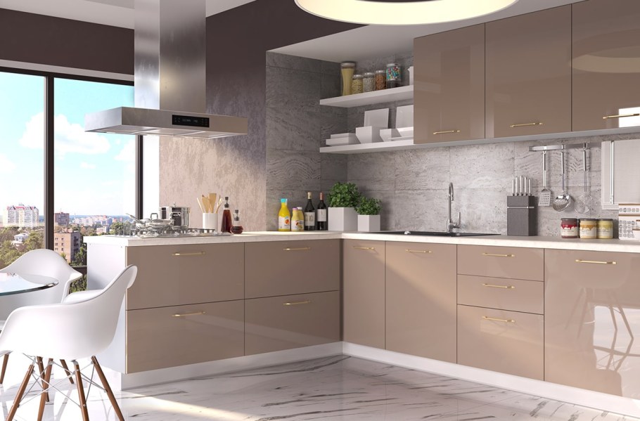 Кухня капучино глянец