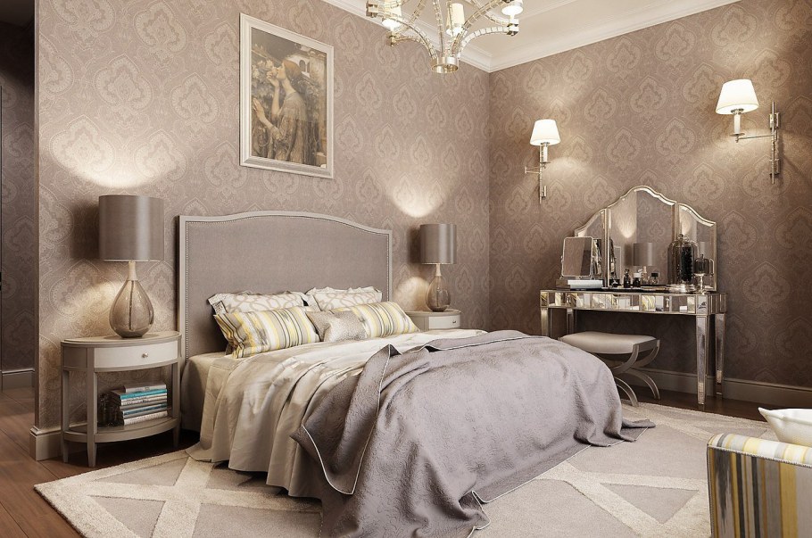 Спальня в бежево кофейных тонах