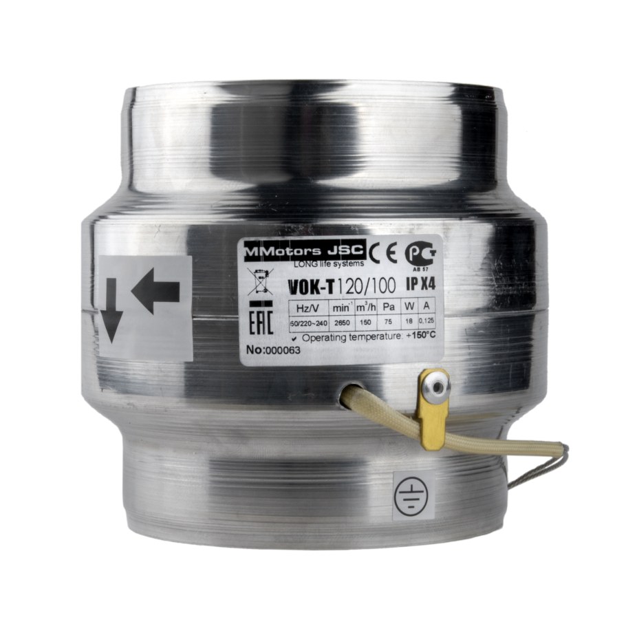 Вентилятор канальный жаростойкий mmotors вок 120/100т