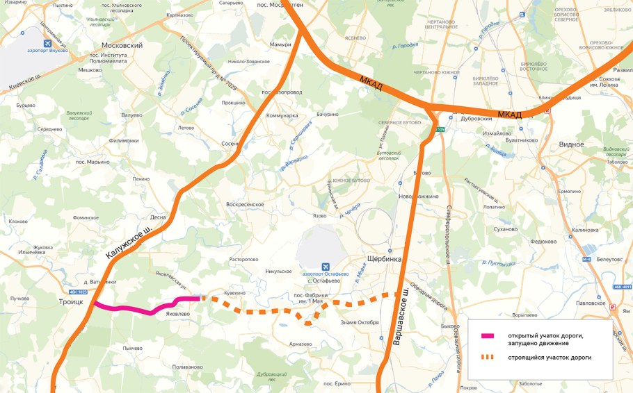 Автодорога Варшавское шоссе деревня Яковлево