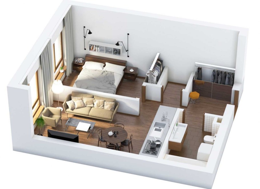 Евродвушка 30 кв.м планировка