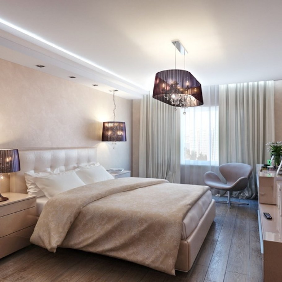 Натяжной потолок в спальне