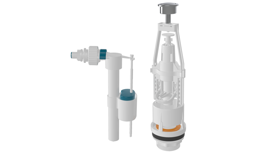 Арматура д/бачка кнопка двойн.мет.,бок.подв. Эконом 1 1/2 Ани wc3050m
